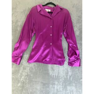 Chic Purple Magenta 100% Silk French Cuffs L